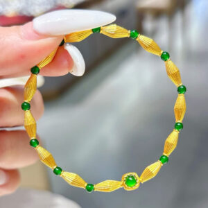 Jadeite Bracelet Natural Jadeite Cabochon Bracelet Luxury Green Jadeite Jewelry Gift for Women